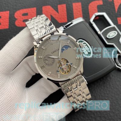 Fast Shipping Clone Omega Grey Dial Stainless Steel Watch